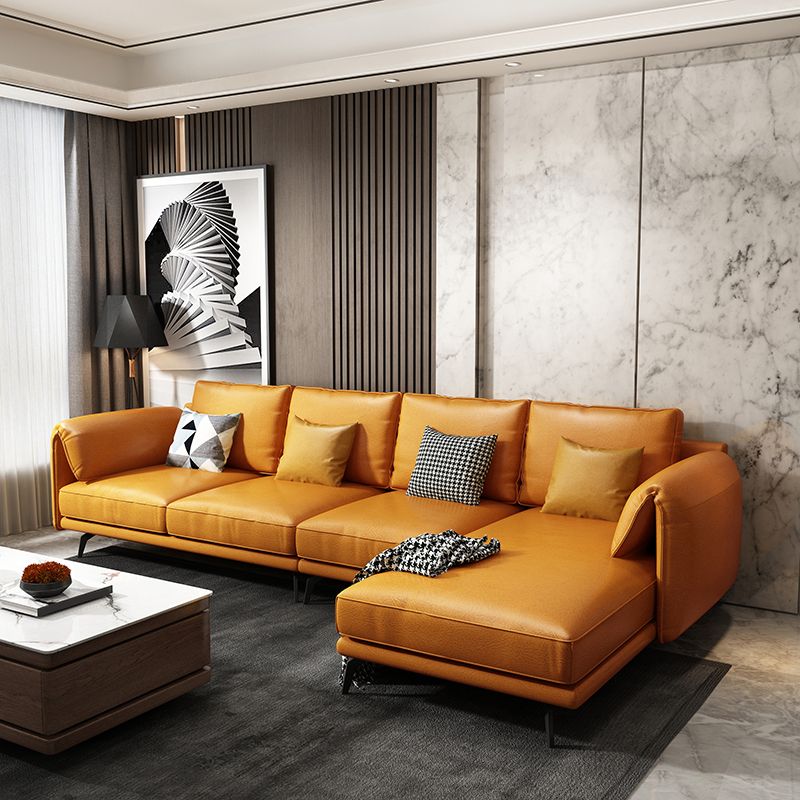 Contemporary Pillow Top Arms Sectional with Pillow Back for 4 People