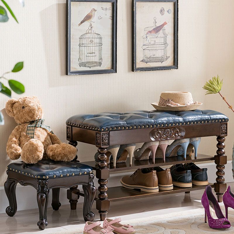 13.65-inch W Traditional Entryway Bench Solid Wood Bench with Upholstered Clearhalo 'Benches' 'Chairs & Seating' 'furn' 'furn_benches' 'Furniture' 'Living Room Furniture' 1200x1200_2289fbcf-7783-4960-876e-91f308e9b4ed