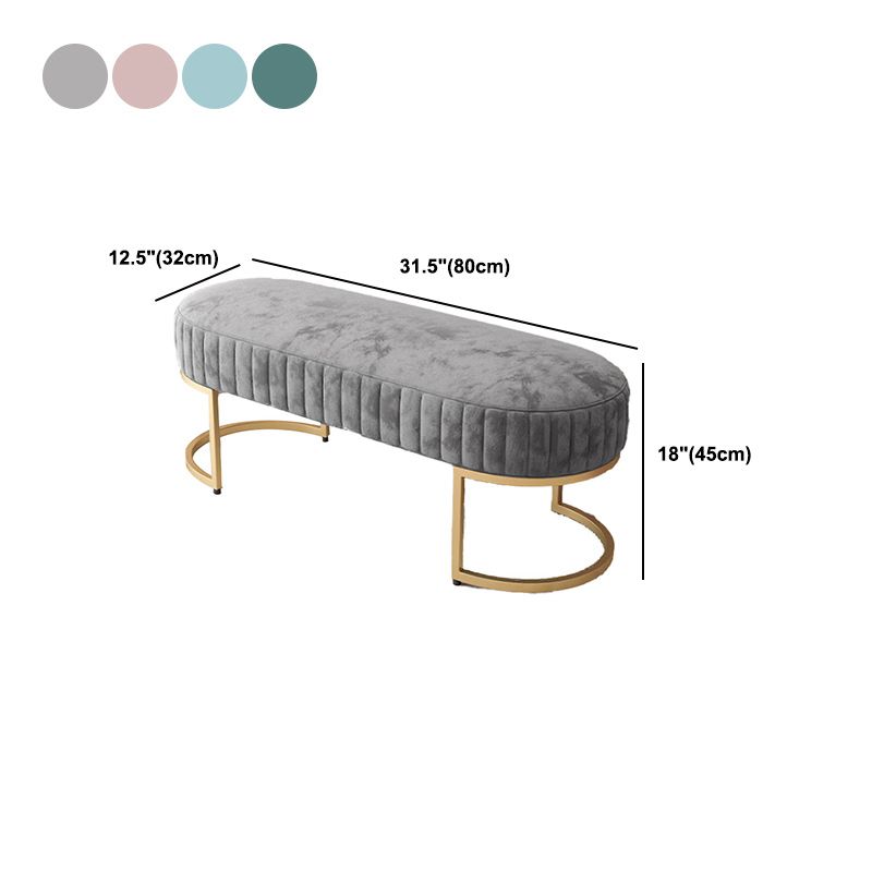 Glam Oval Bench with Legs Velvet Foam Solid Color Bench for Bedroom Clearhalo 'Benches' 'Chairs & Seating' 'furn' 'furn_benches' 'Furniture' 'Living Room Furniture' 1200x1200_228a93b6-e258-49f9-9e0f-06d26386a704