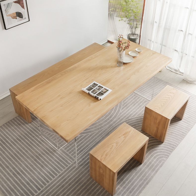 Modern 1/2/4 Pieces Dinette Set Pine Wood Rectangle Dining Table Set with Acrylic Base Clearhalo 'Dining Room Sets' 'Dining Tables & Seating' 'dining_room_set' 'furn' 'furn_dining_room_set' 'Furniture' 'furniture_dining_room_set' 'Kitchen & Dining Furniture' 1200x1200_228ad110-018d-4588-ab58-ca743fbd2b99