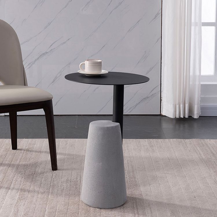 Round Iron Top End Table Concrete Pedestal Sofa Side Accent Table