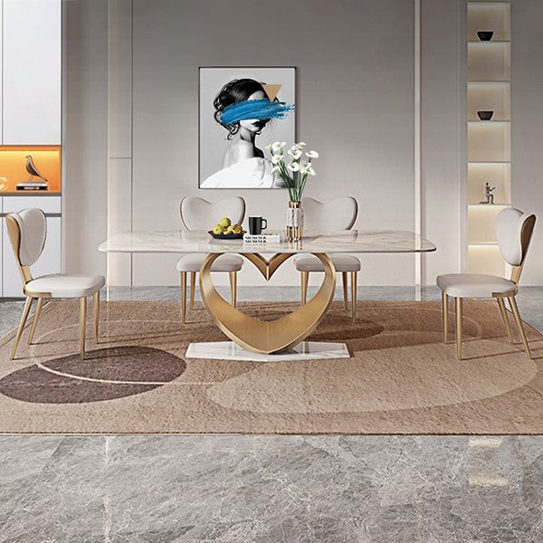 Luxurious Sintered Stone Dining Set Rectangle 1/4/5/7 Pieces Dinette Table Set Clearhalo 'Dining Room Sets' 'Dining Tables & Seating' 'dining_room_set' 'furn' 'furn_dining_room_set' 'Furniture' 'Kitchen & Dining Furniture' 1200x1200_228ba51d-59a0-46fd-a7c7-82cbb7985e41