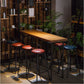 Modern Trestle Bistro Bar Desk Solid Wood and Metal Counter Wine Table for Shop
