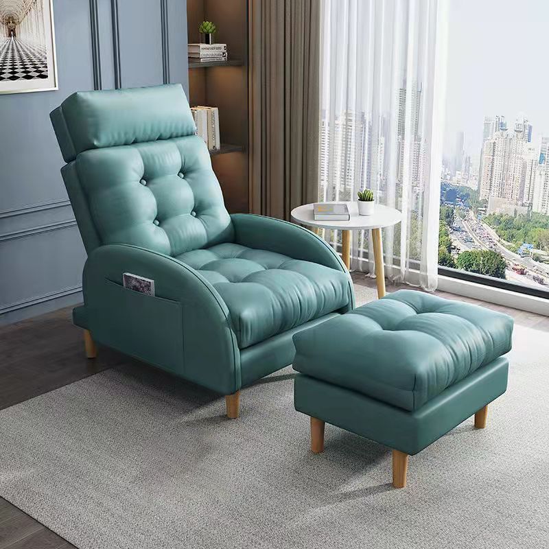 Contemporary Bonded Leather Tufted Cushions with Ottoman Lounge Accent Chair Clearhalo 'Accent Chairs' 'accent_chairs' 'Chairs & Seating' 'furn' 'furn_accent_chairs' 'Furniture' 'Living Room Furniture' 1200x1200_228e5f9b-8338-4bdb-8d13-ca5cf67f1adf