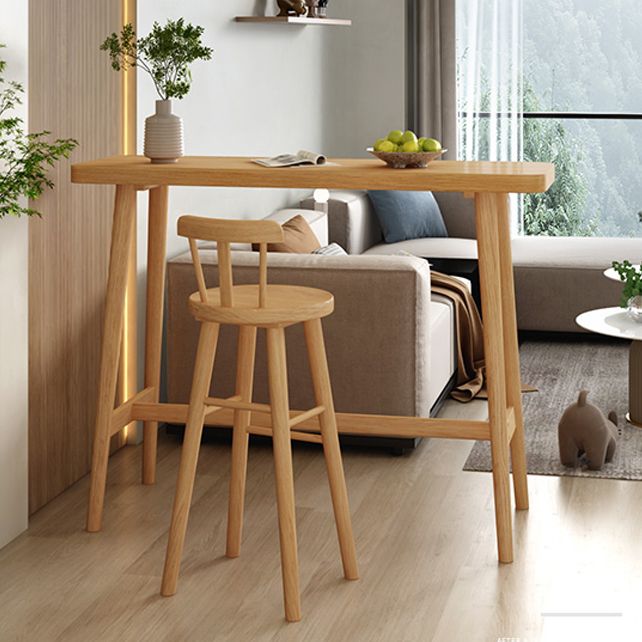 Modern Pine Wood Bar Dining Table Rectangle Indoor Bistro Table with Footrest Clearhalo 'Bar Furniture' 'Bar Tables' 'bar_tables' 'furn' 'furn_bar_tables' 'Furniture' 'furniture_bar_tables' 'Kitchen & Dining Furniture' 1200x1200_228f4dcb-84f3-4588-955e-dc9c76d96c85