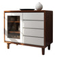 Mesa de buffet de madera sólida Modern de 31.5 pulgadas de 31.5 pulgadas con gabinete y cajones