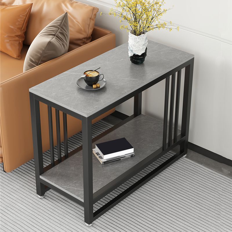 Metal Frame End Table 2-Tier Stone Top Accent Side Table with Shelf Clearhalo 'Coffee & Accent Tables' 'End & Side Tables' 'end_side_tables' 'furn' 'furn_end_side_tables' 'Furniture' 'Living Room Furniture' 1200x1200_22903c80-9a3e-4e90-b38e-10a1230d9491