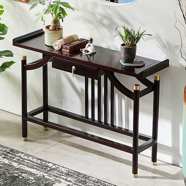 Vaste houten rechthoekige console tabel 31,5-inch hoge accenttafel met plank