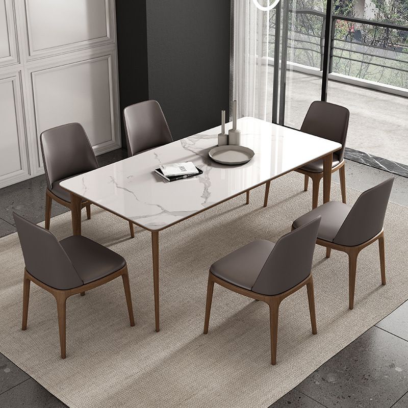 Rechthoekige eettafel ingesteld 1/4/5/7 stuks dinette ingesteld met bruin houten frame