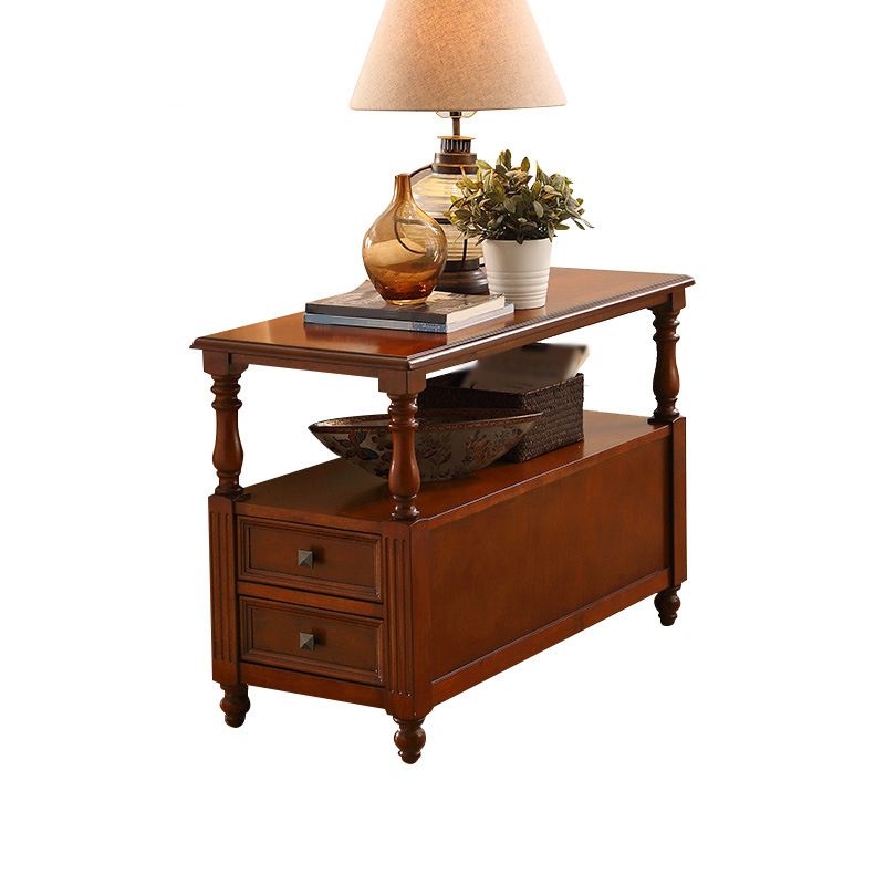 23,6 "hohe rustikale Eichenschubladen -Endtabelle 4 Beine rechteckiger Beistelltisch