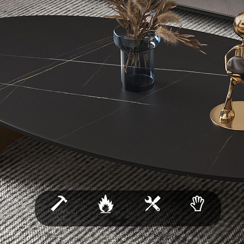 Glam Oval Stone Top Coffee Table with Steel Base Cocktail Table Clearhalo 'Coffee & Accent Tables' 'Coffee Tables' 'coffee_tables' 'furn' 'furn_coffee_tables' 'Furniture' 'Living Room Furniture' 1200x1200_229a4418-aba2-4c97-a565-50064ebb2873
