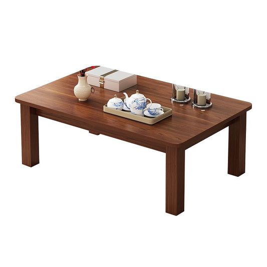 Mesa de cóctel de madera de 4 patas sin mesa de café angustiante con estante de almacenamiento