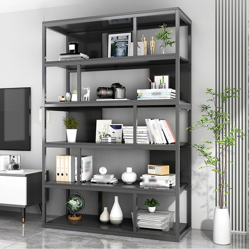 Industrial Metal Etagere Bookcase Open Back Bookshelf for Home Office Clearhalo 'Bookcases' 'Furniture' 'furniture_bookcases' 'kitchen' 'kitchen_bookcases' 'Living Room Furniture' 'Office Furniture' 1200x1200_229bd461-1054-4805-b9c8-d1a5cc9763ab
