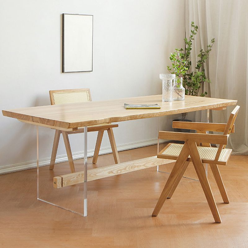 Table à manger spécialisée marron moderne en bois massif pour cuisine