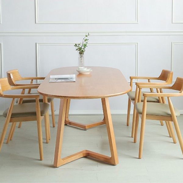 Modern Oval Dining Table Pine Solid Wood Dining Table for Kitchen Clearhalo 'Dining Tables & Seating' 'Dining Tables' 'dining_table' 'furn' 'furn_dining_table' 'Furniture' 'Kitchen & Dining Furniture' 1200x1200_229d5fb0-a569-405f-a839-6f0eabefe078