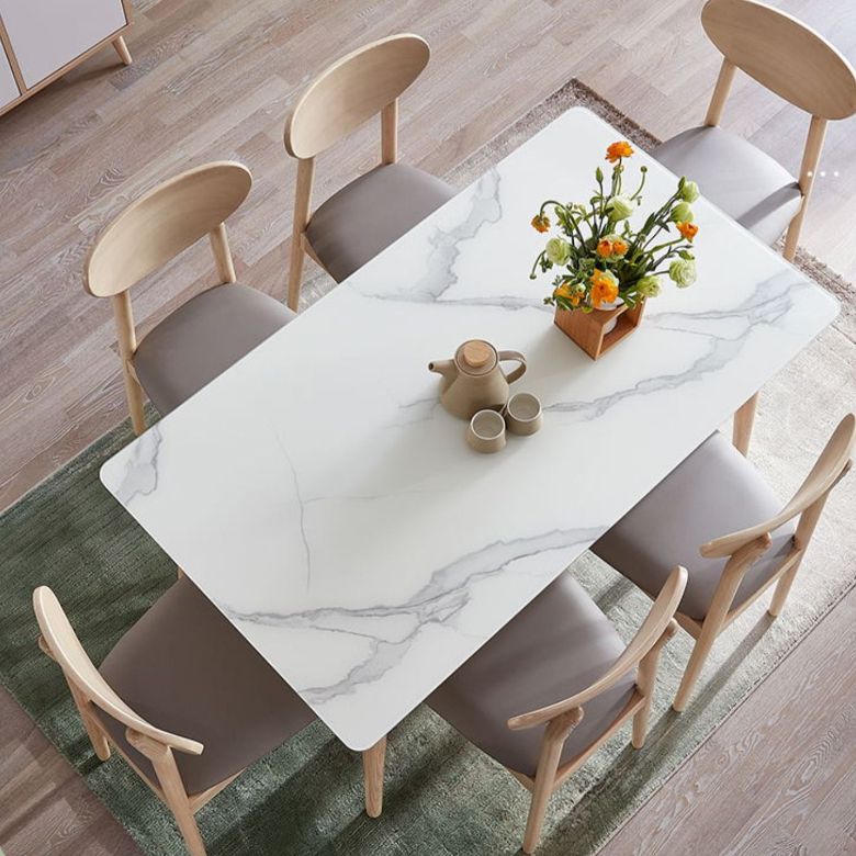 2/5/7 Pieces Modern Rectangle Glass Top Wooden Frame Dining Set for Home