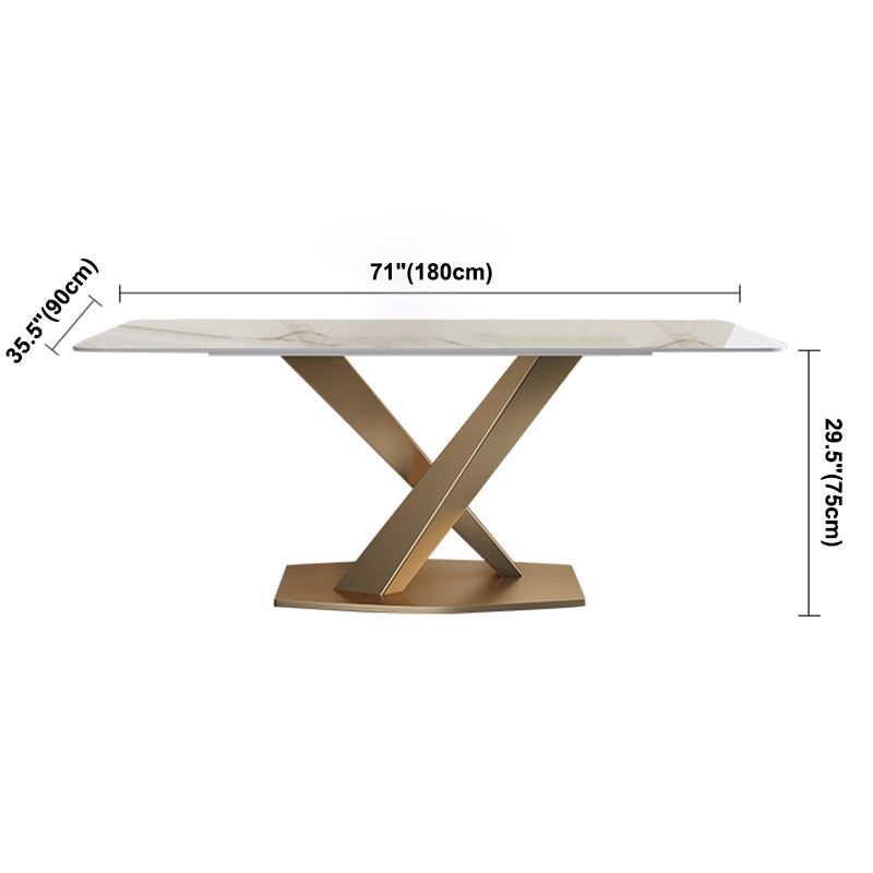Sintered Stone Top Rectangle Table for Restaurant Luxury Dining Table with Gold Pedestal Clearhalo ' dining_table' 'Dining Tables & Seating' 'Dining Tables' 'furn' 'furn_dining_table' 'Furniture' 'furniture_dining_table' 'Kitchen & Dining Furniture' 'kitchen&dining_furn' 'kitchen' 'kitchen_dining_table' 1200x1200_22a0dd7f-a8a2-42df-8fa7-48d0d5f20c4f
