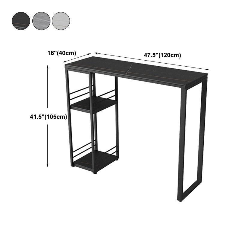 Industrial Black Iron Bar Dining Table with Stone Top Rectangle Indoor Bistro Table Clearhalo 'Bar Furniture' 'Bar Tables' 'bar_tables' 'furn' 'furn_bar_tables' 'Furniture' 'furniture_bar_tables' 'Kitchen & Dining Furniture' 1200x1200_22a1cf05-0c34-4e36-8da4-74959fa03c30