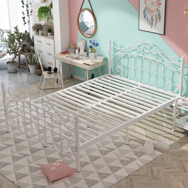 Glam Metal Open-Frame Bed with Camelback Headboard and Footboard