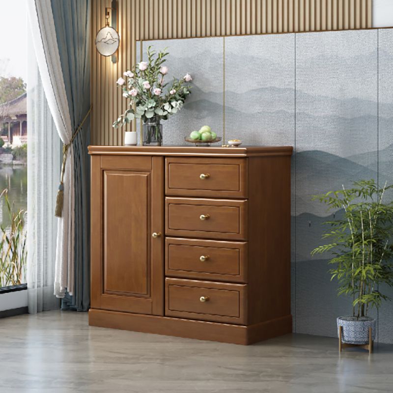Rubberwood Accent Chest with1 - Door and Drawer, Bar Pulls Chest Clearhalo 'Cabinets & Chests' 'cabinets_chests' 'furn' 'furn_cabinets_chests' 'Furniture' 'Living Room Furniture' 1200x1200_22a3d494-7e6c-4214-a7c3-3fac972d7188