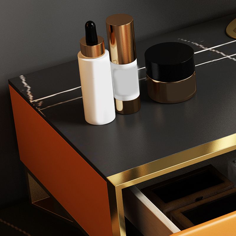 Ensemble de vanité orange avec 4 tiroirs de rangement Vanité de maquillage, 15,74 "de large