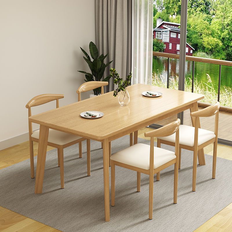 Rectangle Dining Table Mid-Century Modern Dining Table with 4 Wood Legs Clearhalo 'Dining Tables & Seating' 'Dining Tables' 'dining_table' 'furn' 'furn_dining_table' 'Furniture' 'furniture_dining_table' 'Kitchen & Dining Furniture' 'kitchen' 'kitchen_dining_table' 1200x1200_22a8a122-8246-48dc-ae60-f7647eb20e08