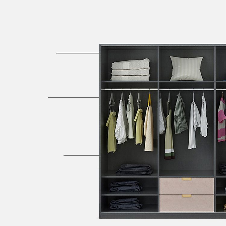 Schwarzer Kleiderschrank, zeitgenössischer Glas-Kleiderschrank für Zuhause
