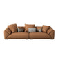 Orange Faux Ledersofa moderne Kissen -Oberarm -Sofa mit Kissen