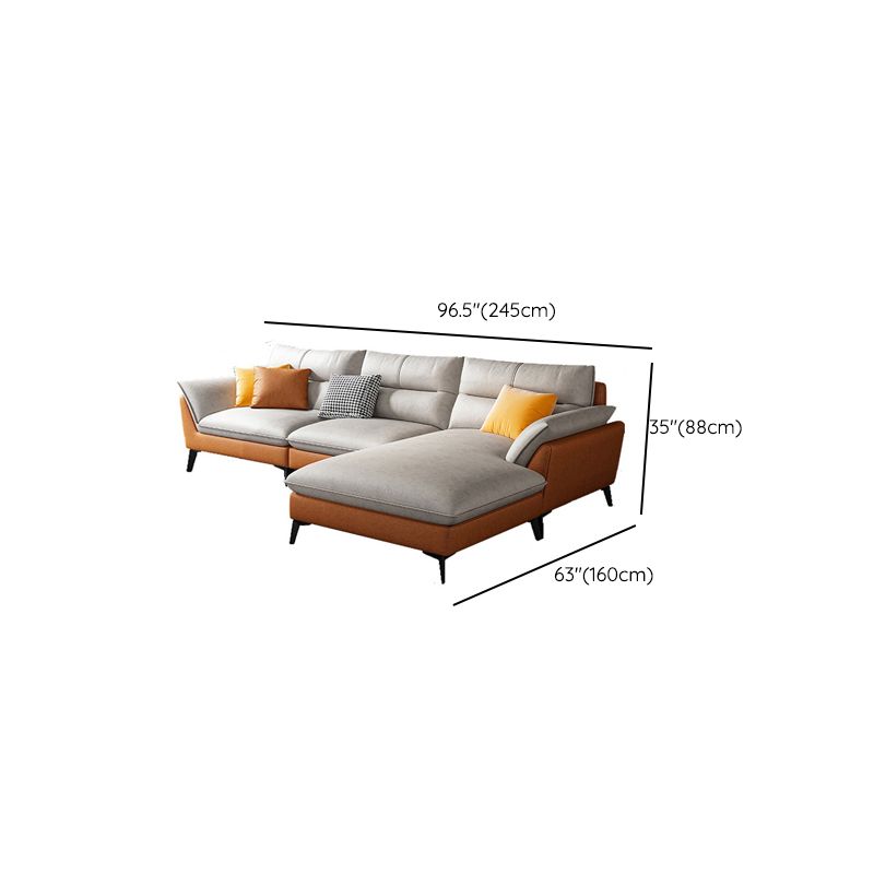 Faux Leather 34.64 " H Flared Arm Sofa & Chaise for Living Room Clearhalo 'furn' 'furn_sectionals' 'Furniture' 'Living Room Furniture' 'Sectionals' 1200x1200_22af7dd0-2a31-4c8a-ac35-1efbcfa47786