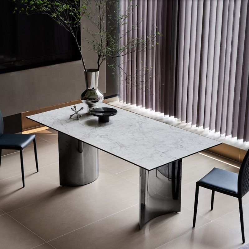 Simple Style Dinette Table Rectangle Stone Dinner Table for Kitchen Clearhalo 'Dining Tables & Seating' 'Dining Tables' 'dining_table' 'furn' 'furn_dining_table' 'Furniture' 'Kitchen & Dining Furniture' 1200x1200_22b093d1-2631-4325-baad-96cf1982c98b