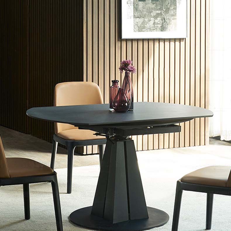 Stone Top Dining Table Traditional Luxury Round Dining Table with Pedestal Base