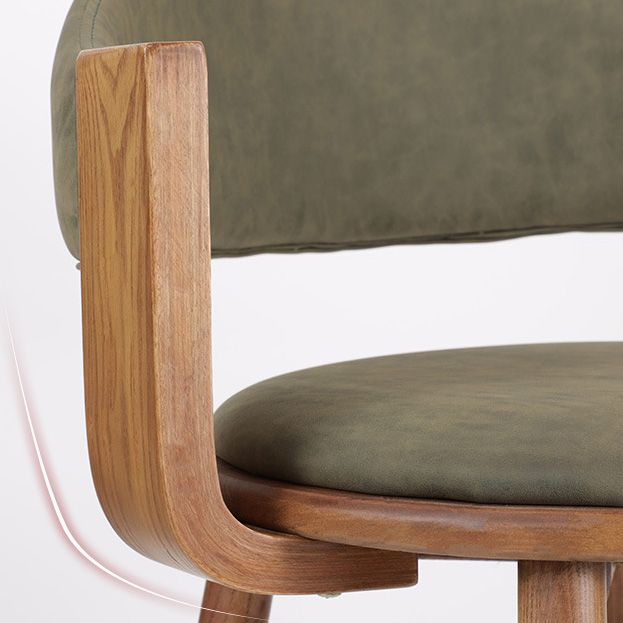 Muebles de cuero de imitación de taburete de madera verde contemporáneo con 4 patas de madera