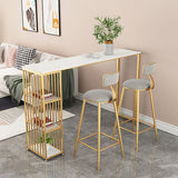 Glam Rectangle Stone Pub Bar Table Indoor Double Pedestal Bar Dining Table with 3-Shelf Clearhalo 'Bar Furniture' 'Bar Tables' 'bar_tables' 'furn' 'furn_bar_tables' 'Furniture' 'furniture_bar_tables' 'Kitchen & Dining Furniture' 'kitchen&dining_furn' 'kitchen' 1200x1200_22b291fc-f3d5-4f3d-989a-1e65da1211fc