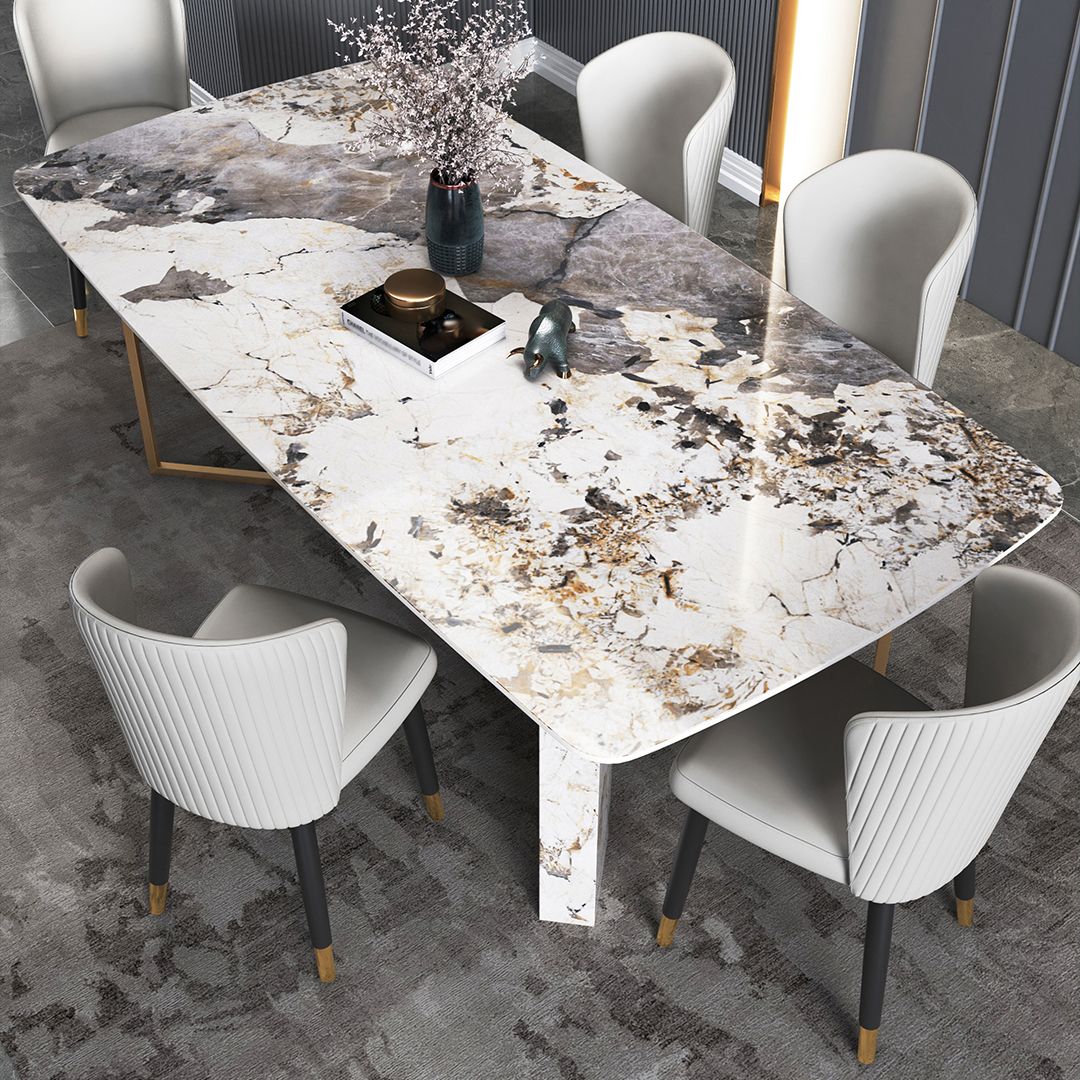 Glam Style 1/4/5/6/7 Pieces Dining Set Rectangle Sintered Stone Dining Table Set Clearhalo 'Dining Room Sets' 'Dining Tables & Seating' 'dining_room_set' 'furn' 'furn_dining_room_set' 'Furniture' 'furniture_dining_room_set' 'Kitchen & Dining Furniture' 'kitchen&dining_furn' 'kitchen' 1200x1200_22b4194a-6107-4f1a-9812-8f122c2c550c