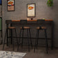 Rectangle industriel Table de table en bois massif en bois 1/3/4 Pièces Table de comptoir avec tabourets hauts