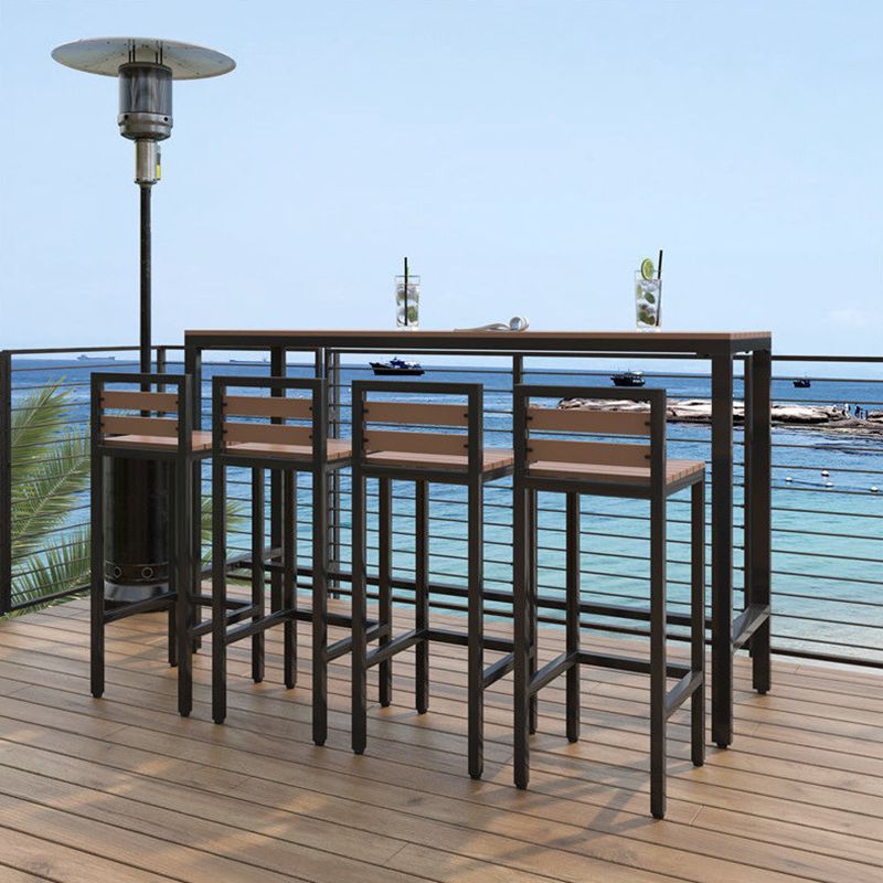 Modern Trestle Bar/Dinette Table Rectangle Outdoor Footrest Bar Height Table Clearhalo 'Bar Furniture' 'Bar Tables' 'bar_tables' 'furn' 'furn_bar_tables' 'Furniture' 'Kitchen & Dining Furniture' 1200x1200_22b4d1a0-b3b0-46eb-97b6-07fc96c4d343