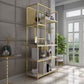 Metal and Wooden Bookshelf Vertical Open Etagere Bookcase with 5 Shelves
