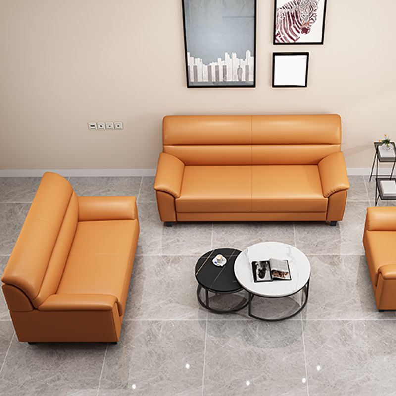 Sewn Pillow Back Faux Leather Pillow Top Arm Sofa with Stain Resistant Clearhalo 'furn' 'furn_sofas' 'Furniture' 'furniture_sofas' 'kitchen' 'kitchen_sofas' 'Living Room Furniture' 'Sofa' 'sofas' 1200x1200_22ba5f3b-9a2f-4ac3-80a6-161845c18312