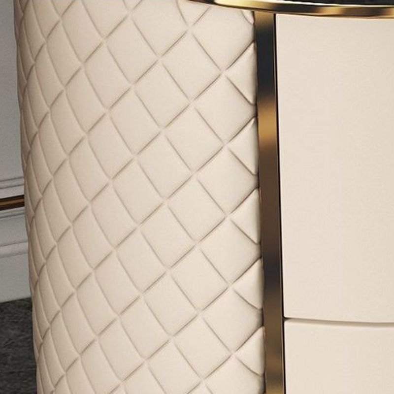 コンテンポラリーストーンアクセントテーブルナイトスタンドアンティークフィニッシュベッドナイトスタンド