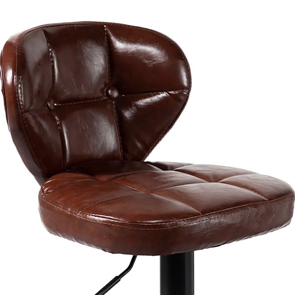 Industrial Style Leather Upholstered Barstool Adjustable Height Swivel Bar Stool Clearhalo 'Bar Furniture' 'Bar Stools' 'bar_stools' 'furniture_bar_stools' 'Kitchen & Dining Furniture' 'kitchen&dining_furn' 'kitchen' 'kitchen_furn' Furniture' 1200x1200_22bb9479-fc46-47f1-a0a4-9bdb9644bd12