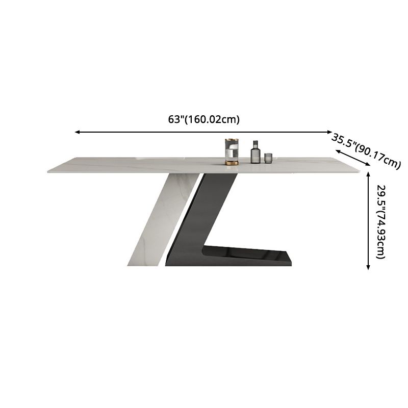 Modern Sintered Stone Dining Table Set with Rectangle Table and Metal Base Formal Dining Set Clearhalo 'Dining Room Sets' 'Dining Tables & Seating' 'dining_room_set' 'Furniture' 'furniture_dining_room_set' 'Kitchen & Dining Furniture' 'kitchen&dining_furn' 'kitchen' 1200x1200_22be2f9b-baec-48b4-b6ea-b7f021149afc
