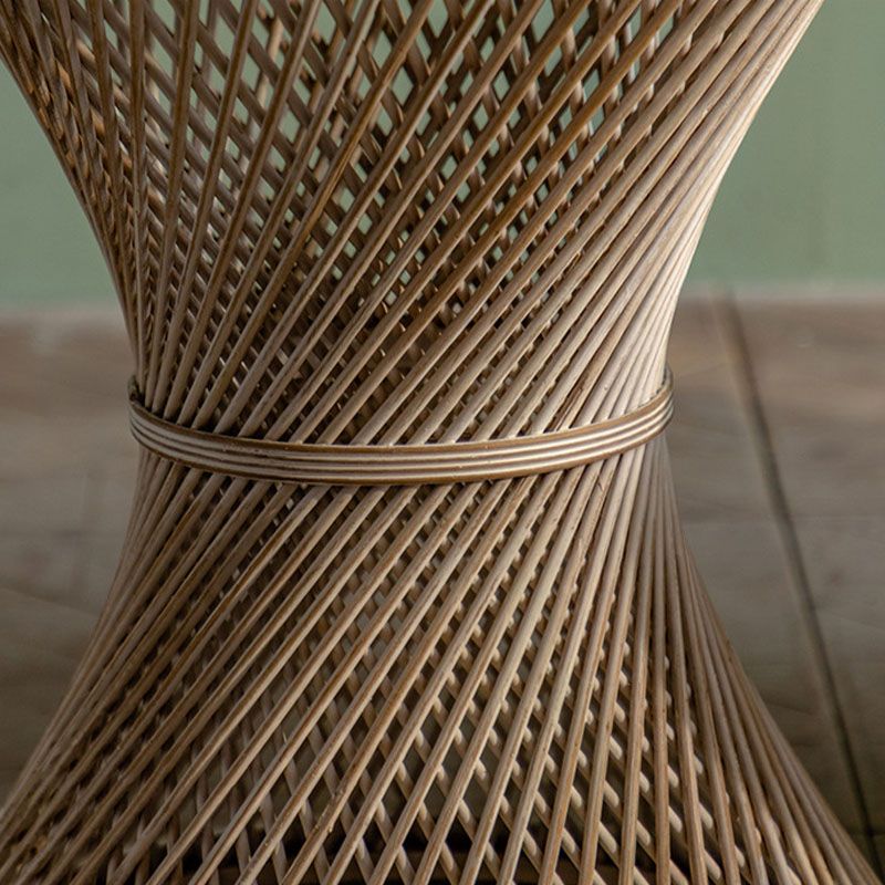 Table d'appoint de style country français avec base de cadre en bois massif vieilli rond