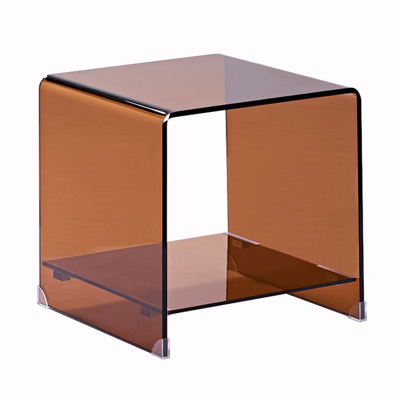 Mesa de trineo marrón moderno mesa de vidrio cuadrado de la sala de vidrio para sala de estar