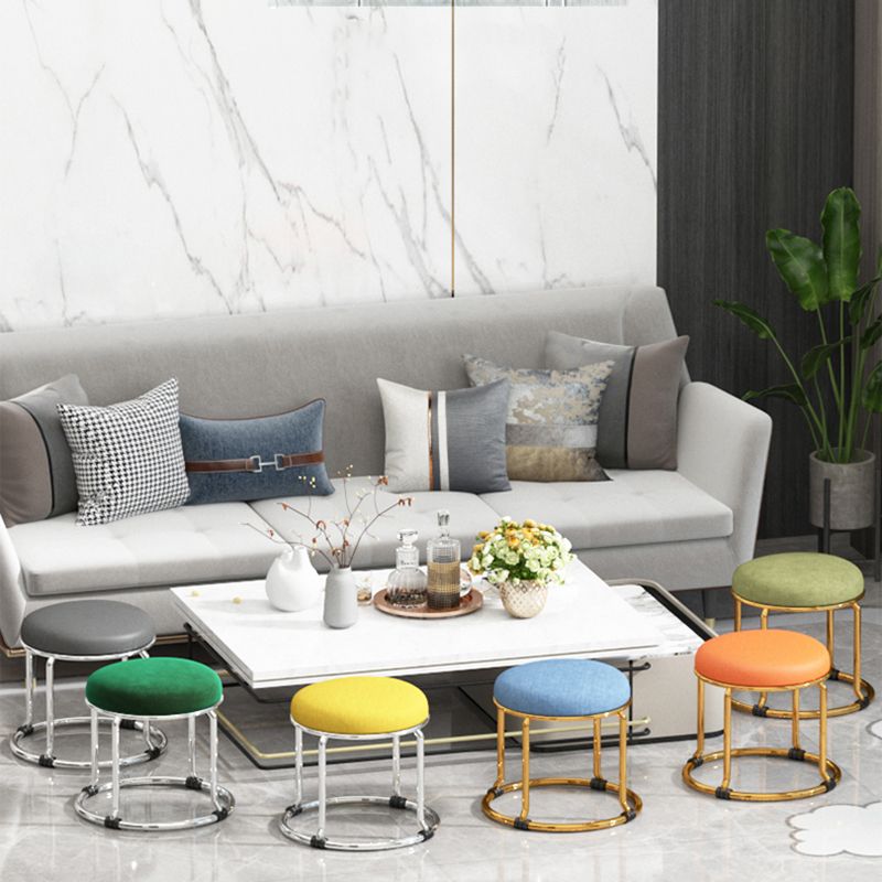 Standard Ottoman Fade Resistant Cotton Blend Glam Round Solid Color Ottoman Clearhalo 'furn' 'furn_ottomans_poufs' 'Furniture' 'Living Room Furniture' 'Ottomans & Poufs' 'ottomans_poufs' 1200x1200_22c3a8bf-f7b1-4037-bce5-d2389f8334d5