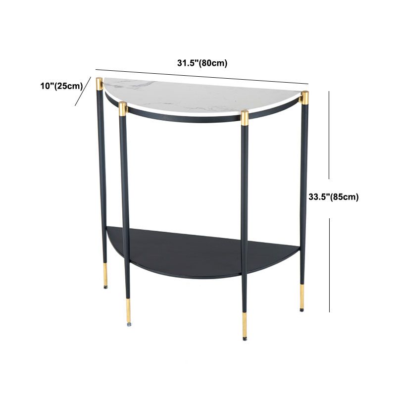 Tavolino console in marmo glam mezza luna 4 gambe accento tavolo per hall