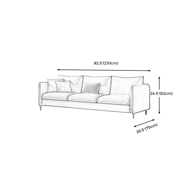 Banco contemporáneo de asentamiento de brazo cuadrado estándar con almohadas en gris