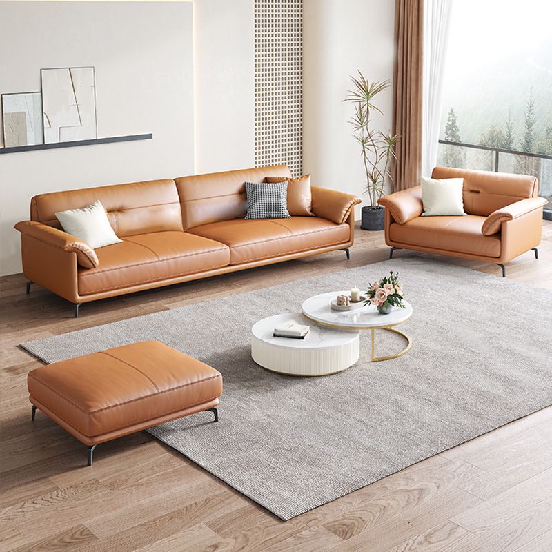 Sofa de canapé en cuir en cuir en cuir en cuir en housse de style nordique en orange pour l'appartement