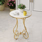 Modern Round Wooden Top Side Table Metal Abstract End Table .
