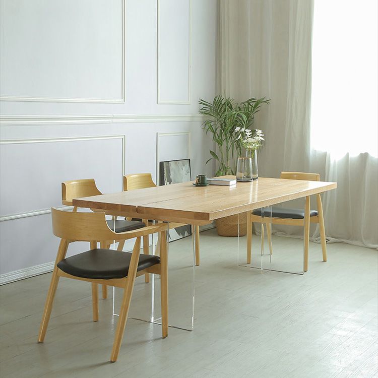 Rectangle Solid Wood Dining Table Modern Acrylic Double Pedestal Table Clearhalo 'Dining Tables & Seating' 'Dining Tables' 'dining_table' 'furn' 'furn_dining_table' 'Furniture' 'Kitchen & Dining Furniture' 1200x1200_22c74cdb-b9b4-4b5a-afd6-dfedc4b14744