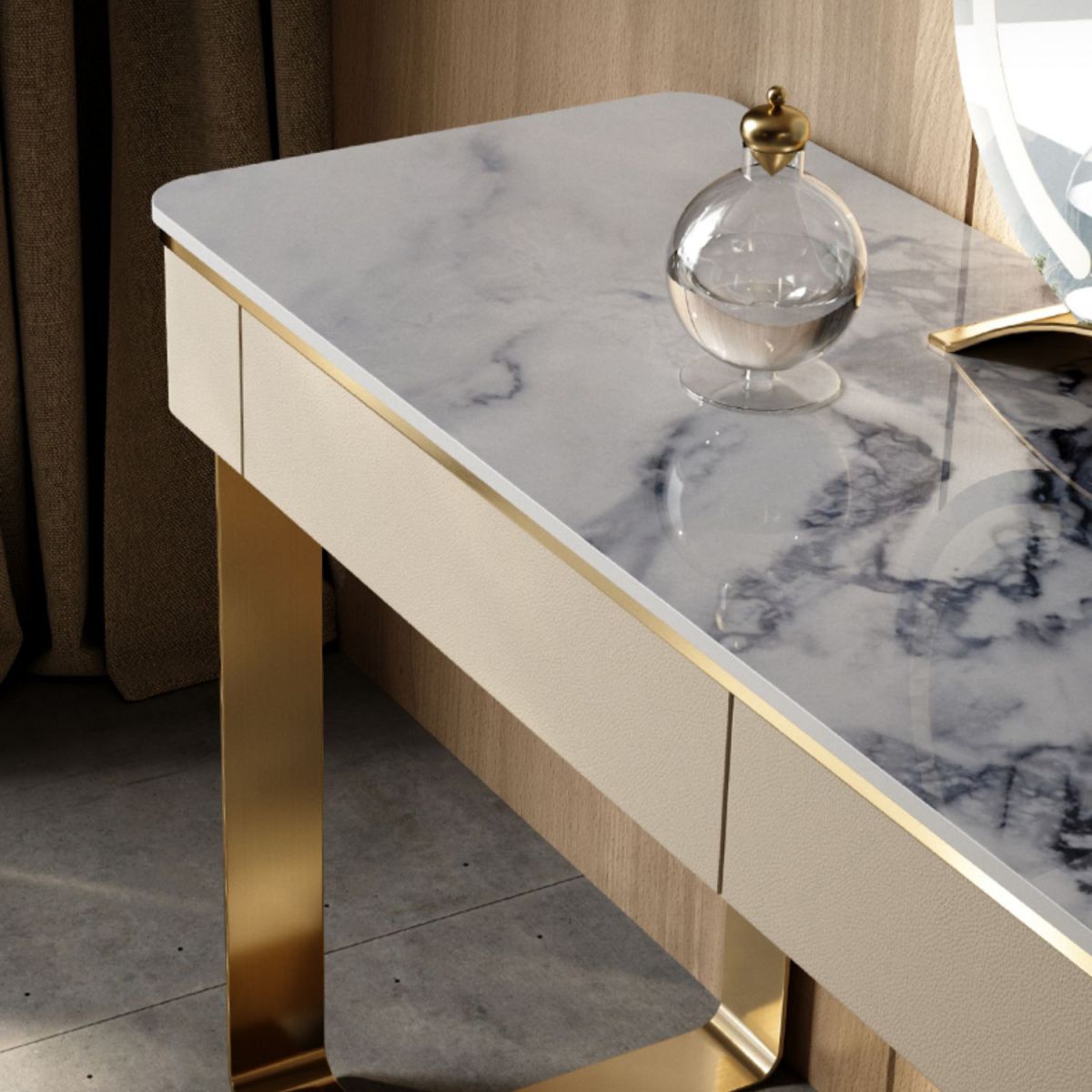 2 Schubladen 29,52 "Hochwaschtisch mit Stuhlstein -Top -Schminktisch